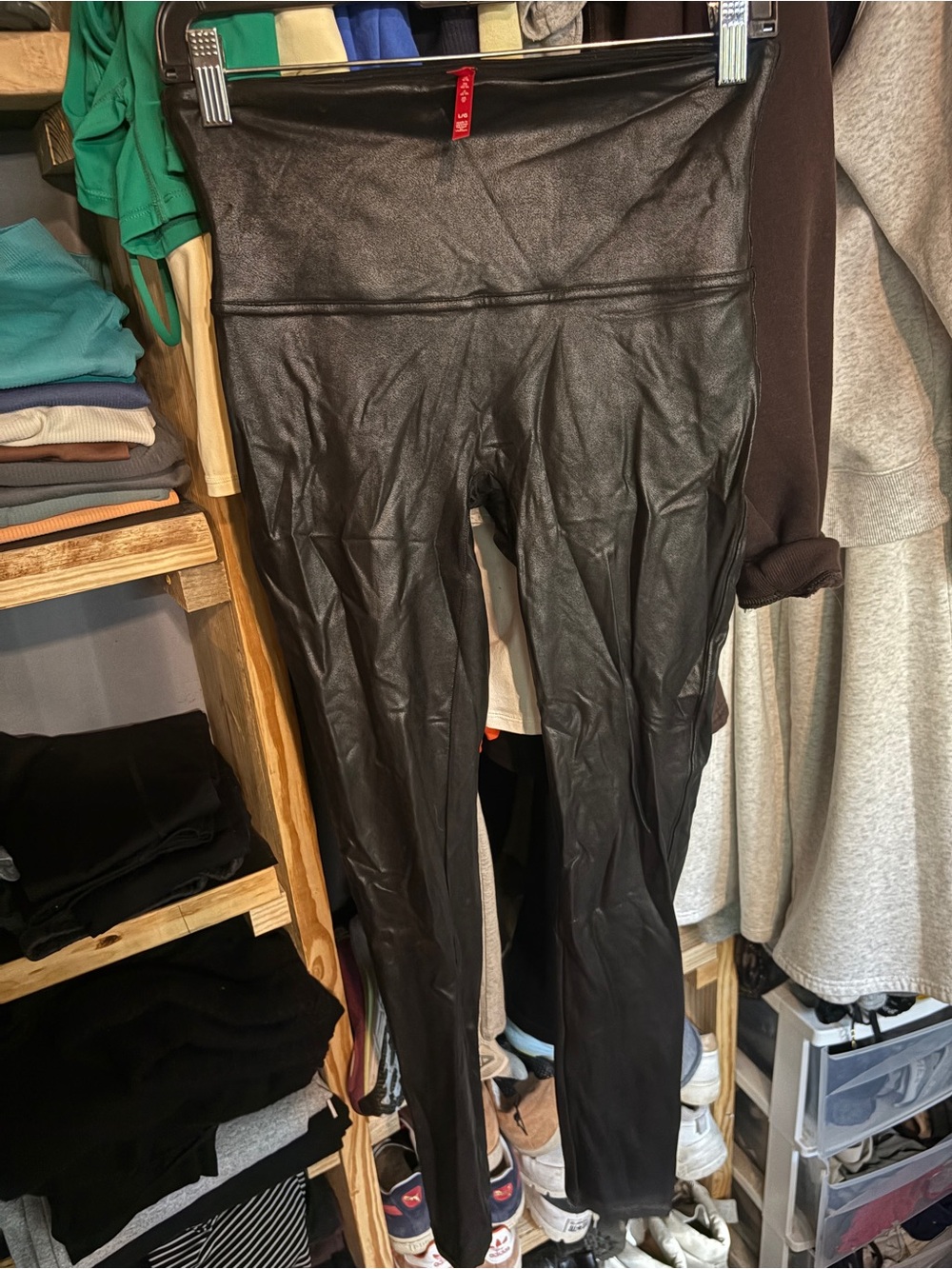SPANX High-Waist Faux Leather-Look Leggings - Black